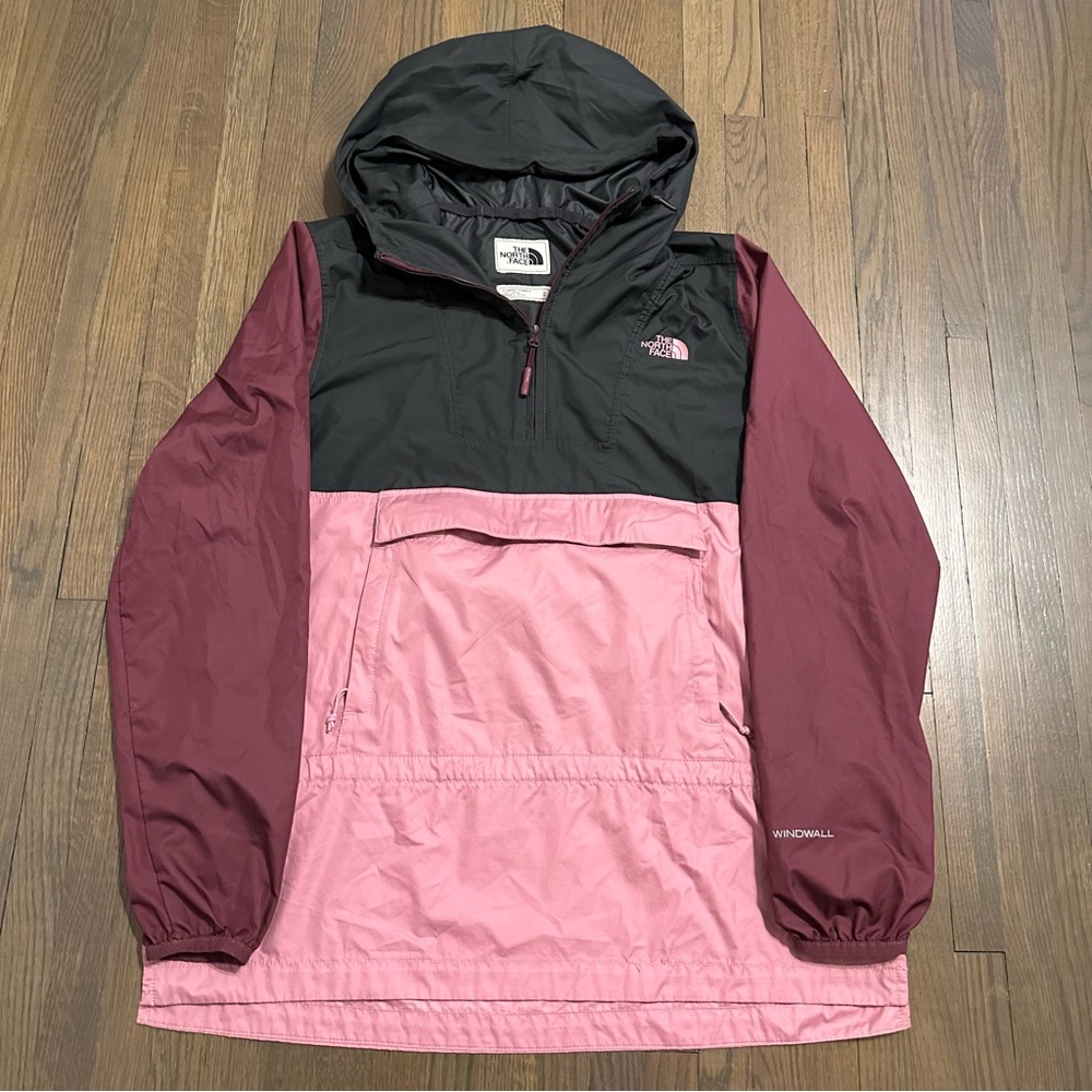 The North Face windwall packable pullover hooded 1/4 zip windbreaker jacket